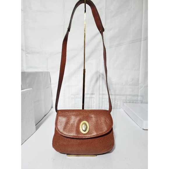Christian Dior Vintage Embossed Leather  Crossbody Bag Brown - Picture 1 of 14